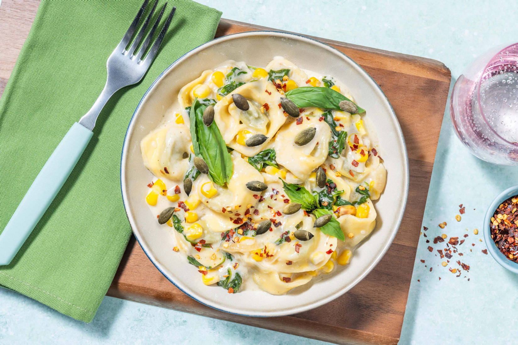 Krämig majs- och svamptortelloni