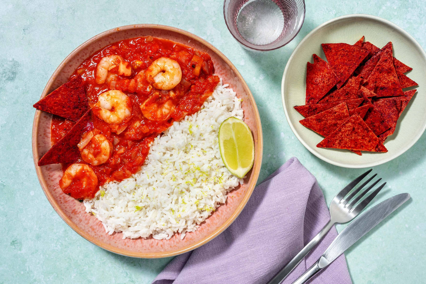 Crevettes à la mexicaines et riz coriandre-citron vert