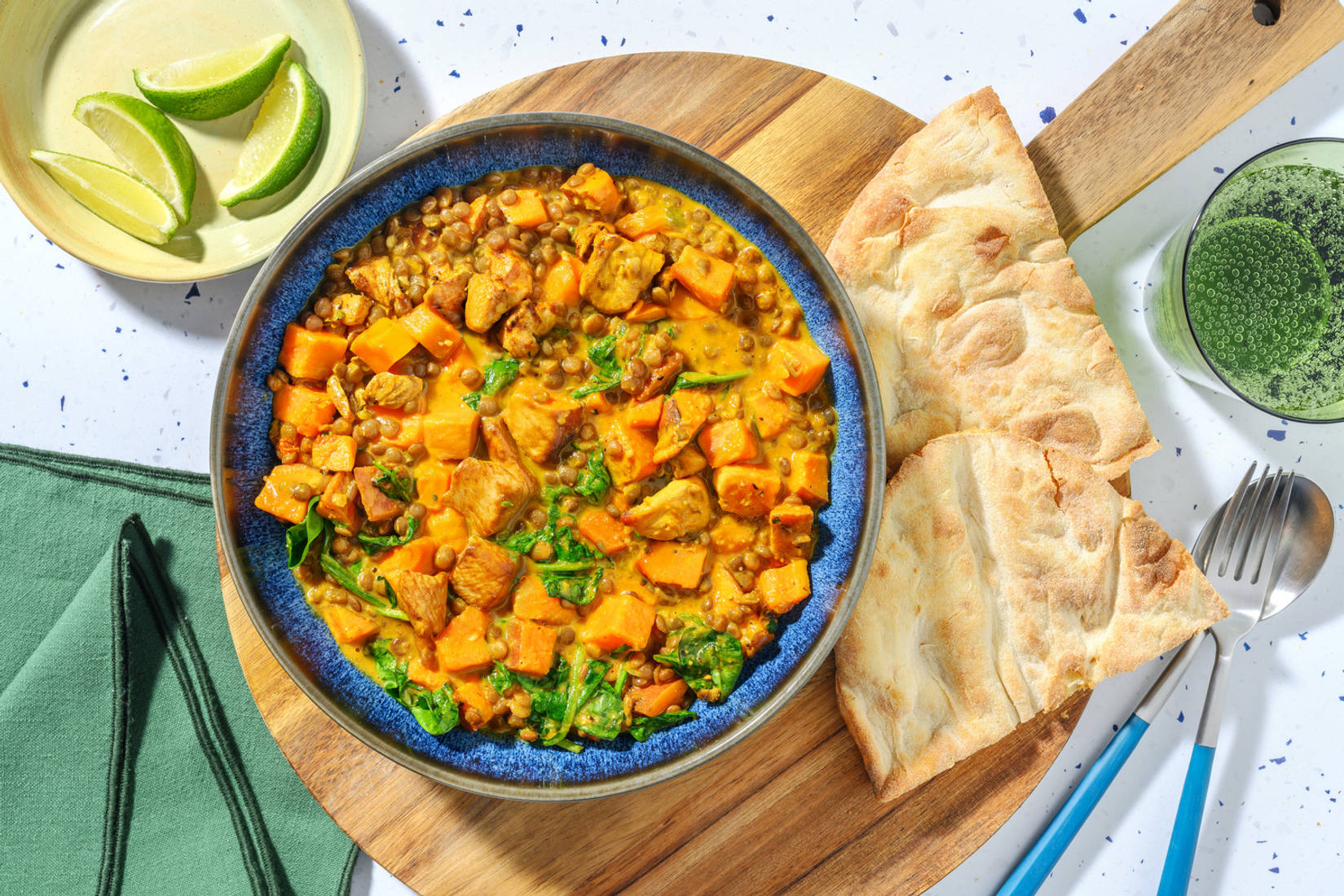 One Pot Korma Spiced Chicken and Sweet Potato Dal