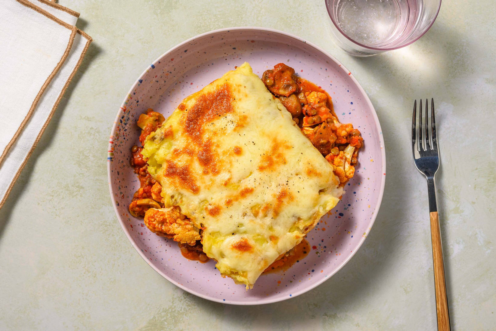 Hearty Harissa Cauliflower, Mushroom and Lentil Pie