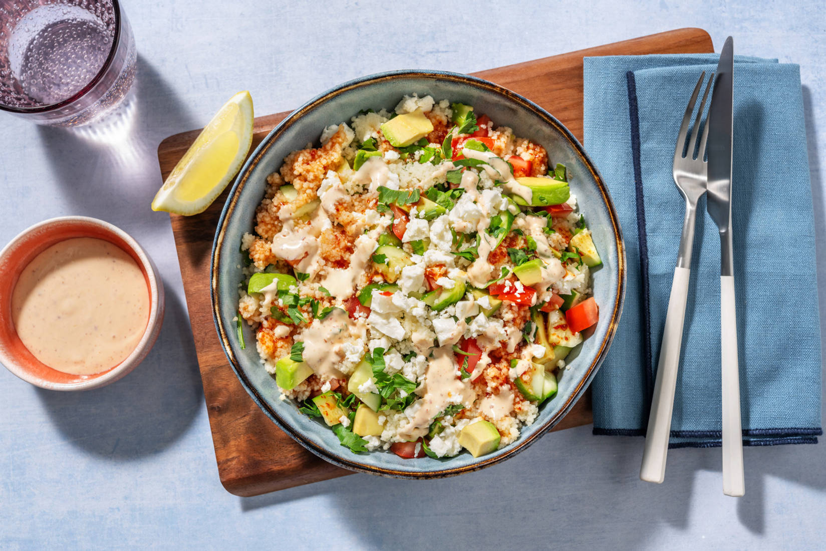 Greek Style Cheese and Bulgur Salad with Chicken