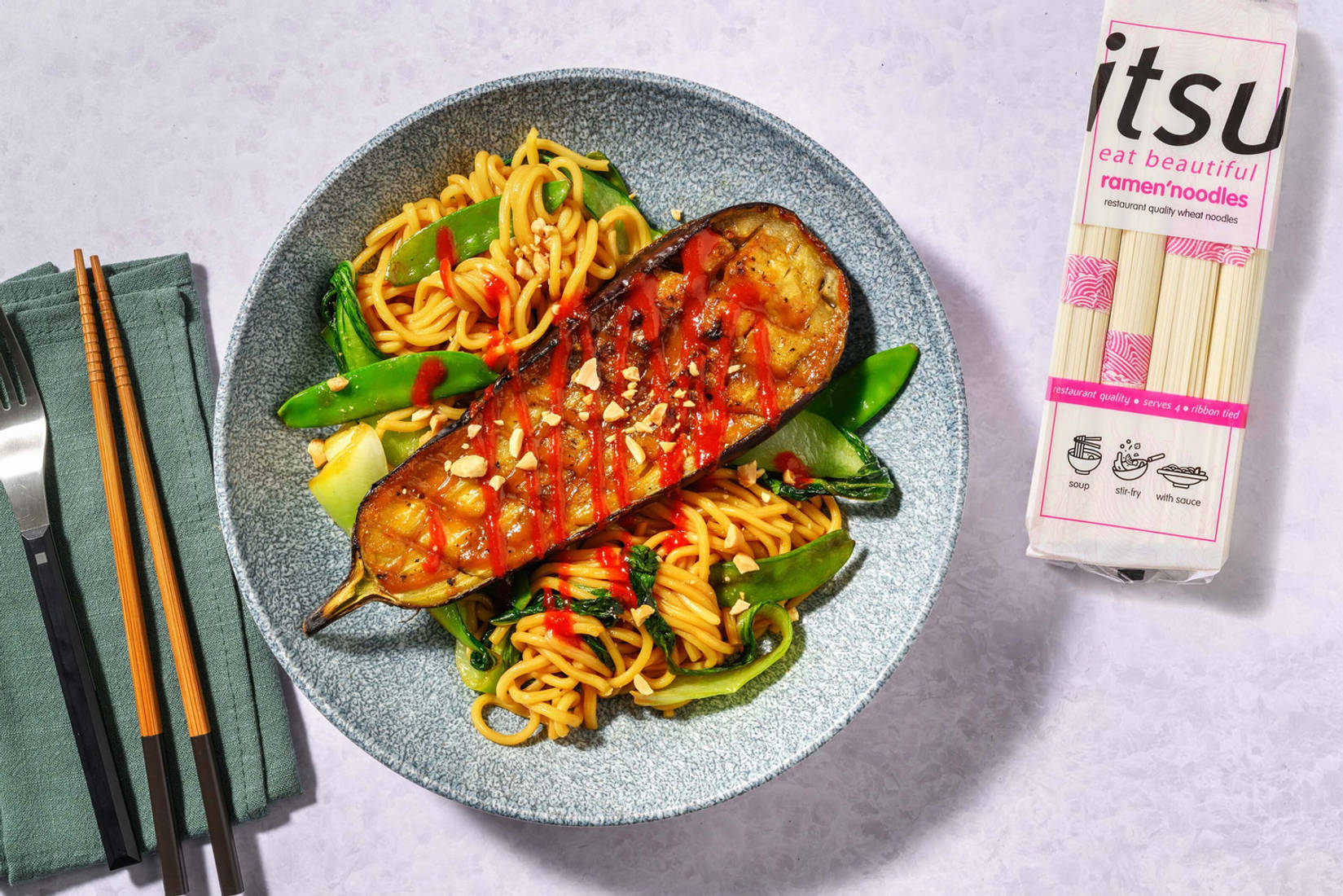 Japanese Style Miso Aubergine on itsu Ramen'Noodles