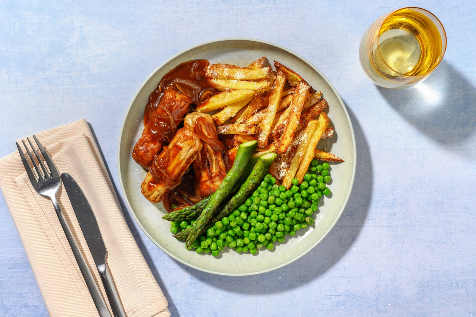 Veggie Sausages and Homemade Onion Gravy