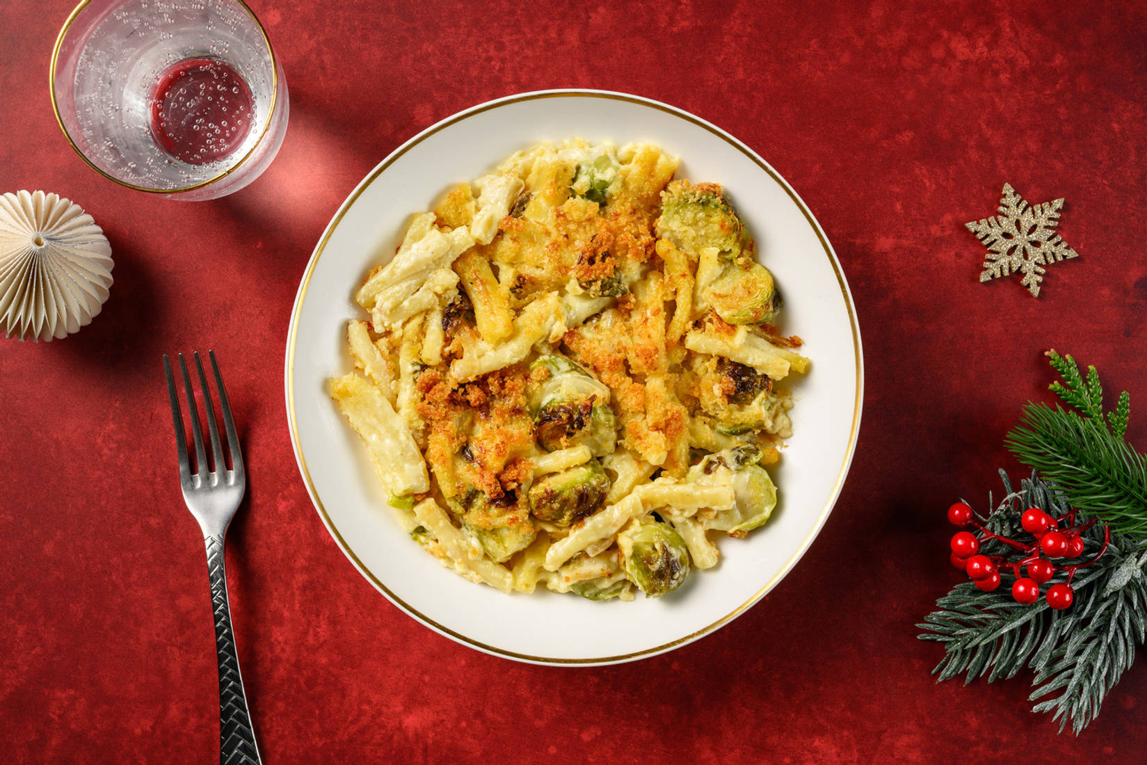 Bacon and Brussels Sprout Merry Mac & Cheese