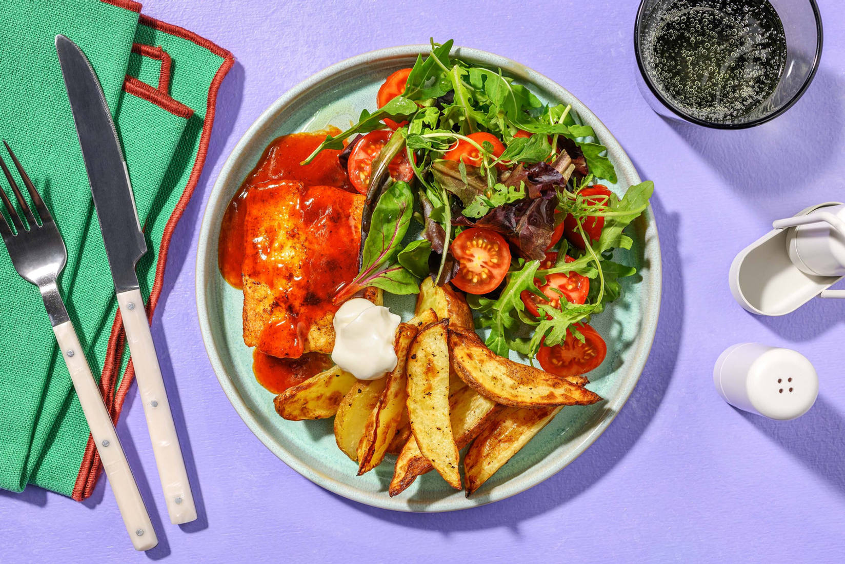 Spiced Double Halloumi Steaks and Hot Honey Sauce