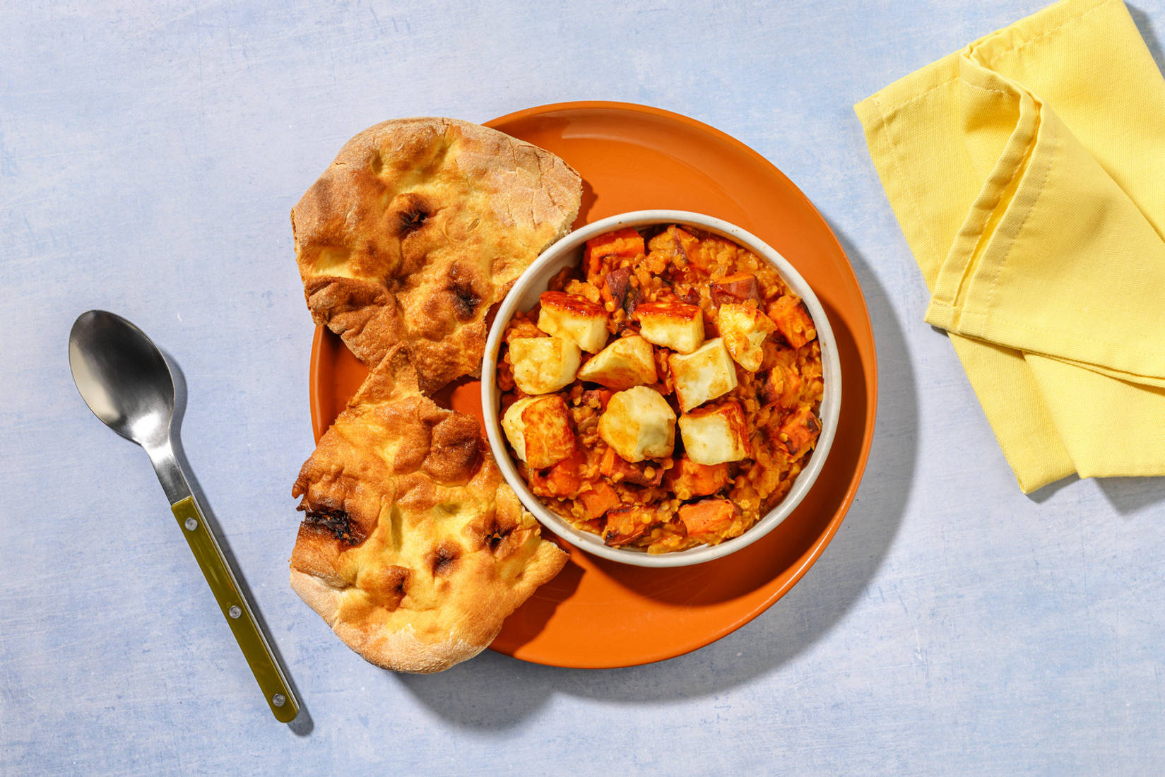 Mango Chutney Halloumi & Sweet Potato Dal