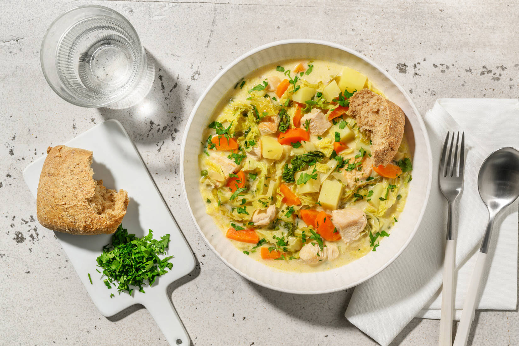 Waterzooï de poulet au chou vert