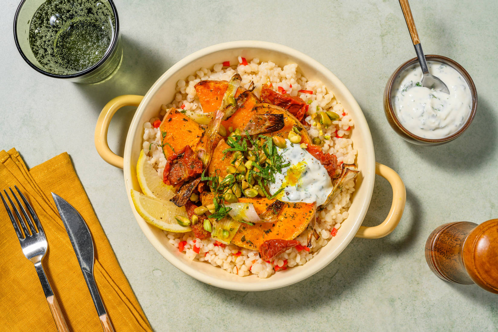 Butternut rôti, beurre curcuma & menthe