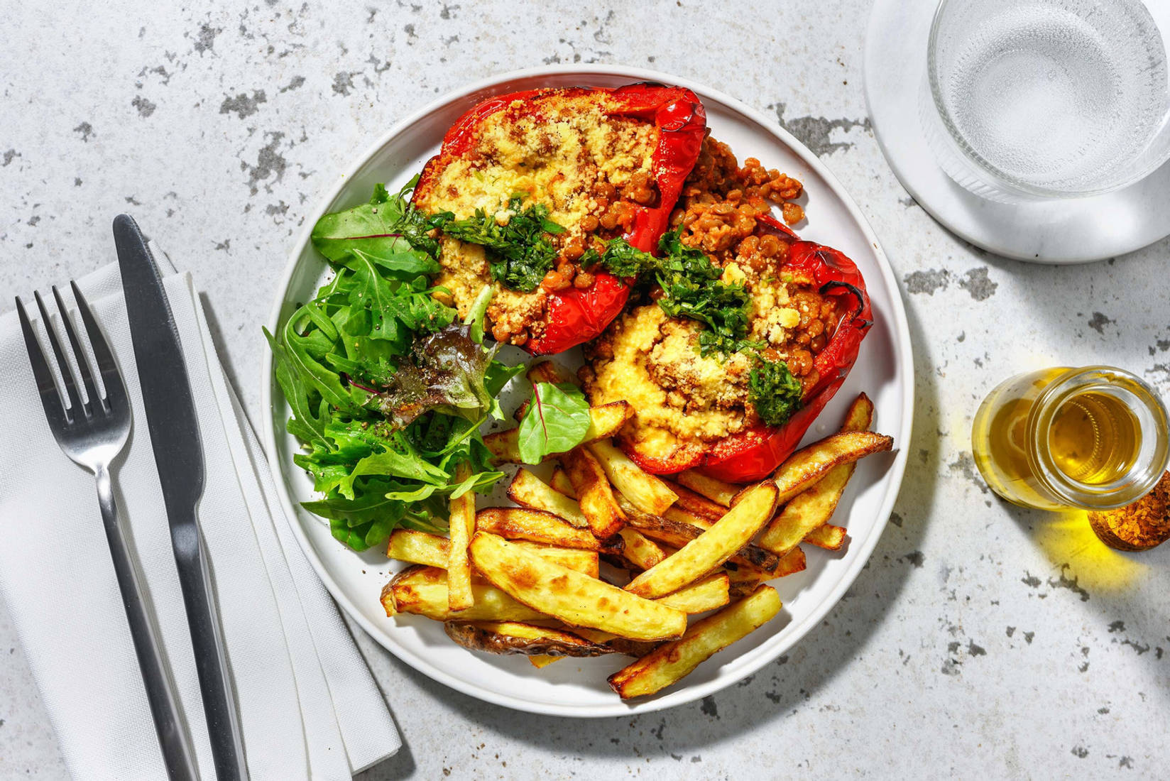 Spiced Stuffed Pepper and Chips