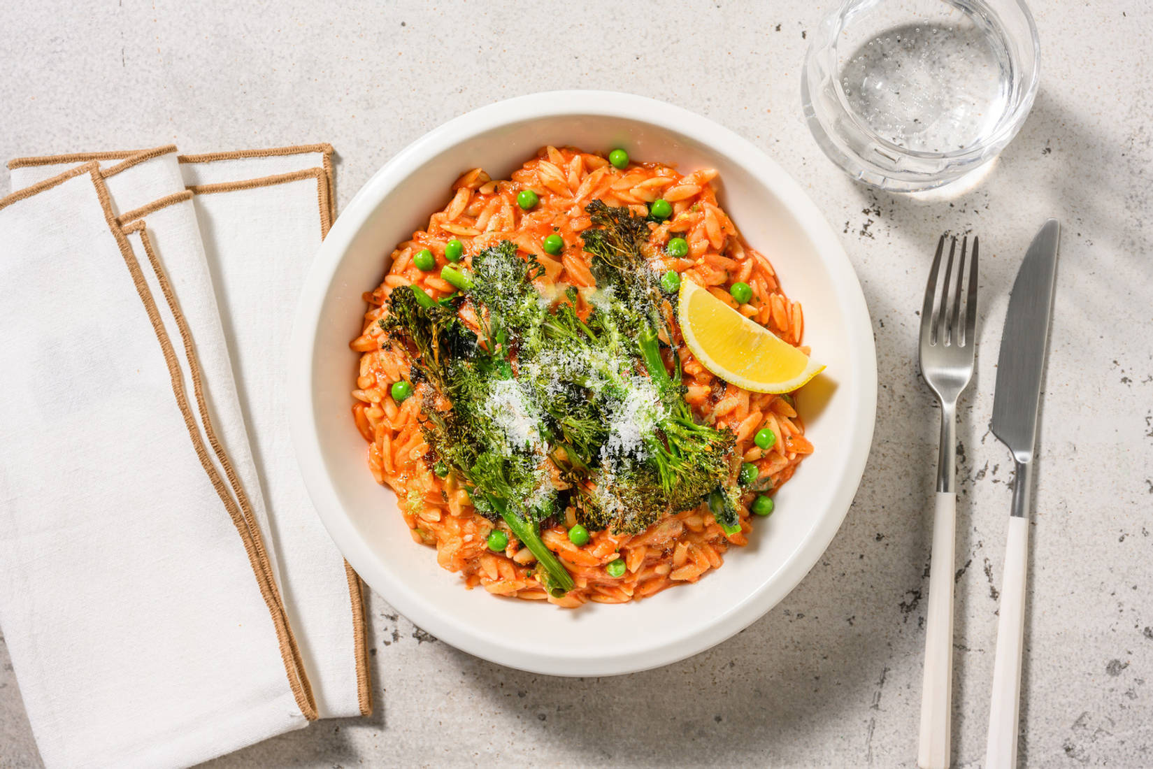 Rich Tomato Orzo and Roasted Tenderstem® 