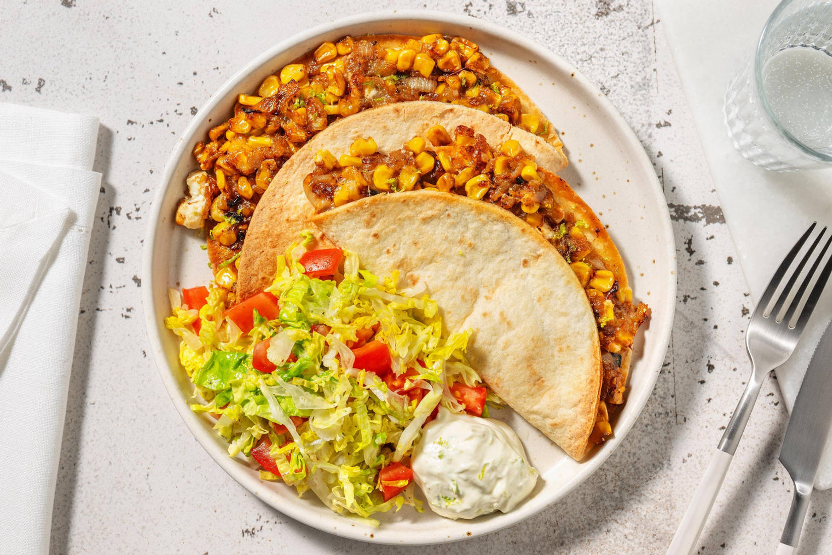 Double Cheese Charred Corn Quesadillas