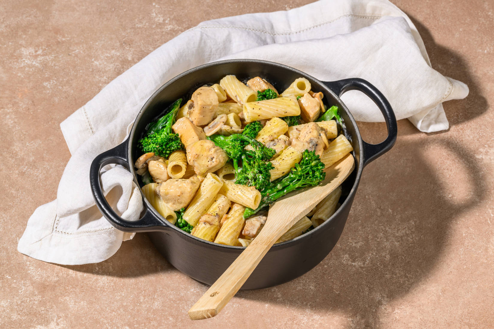 Quick Creamy Truffle Chicken and Mushroom Rigatoni 