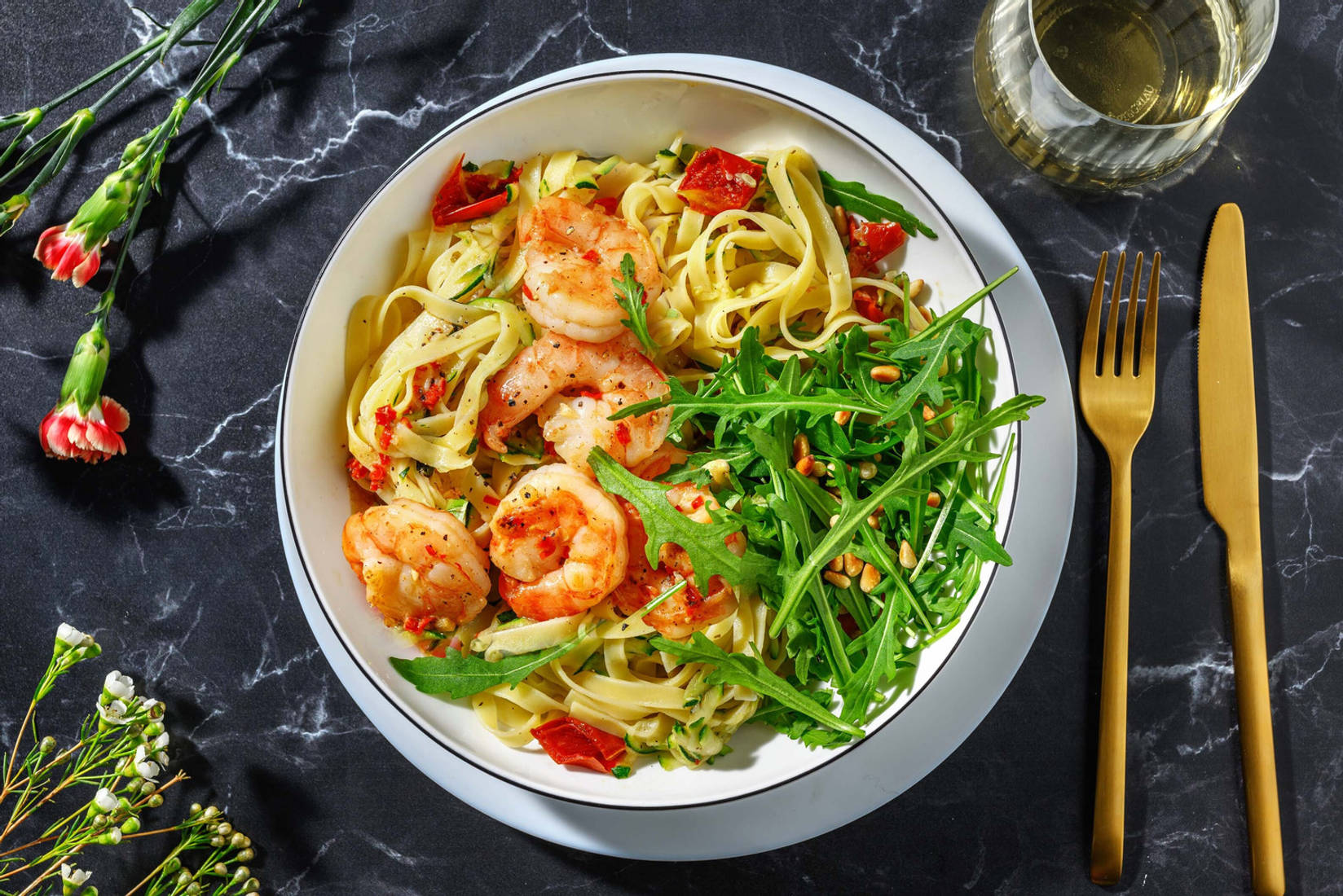 Alla hjärtans dag-tagliatelle på kungsräkor