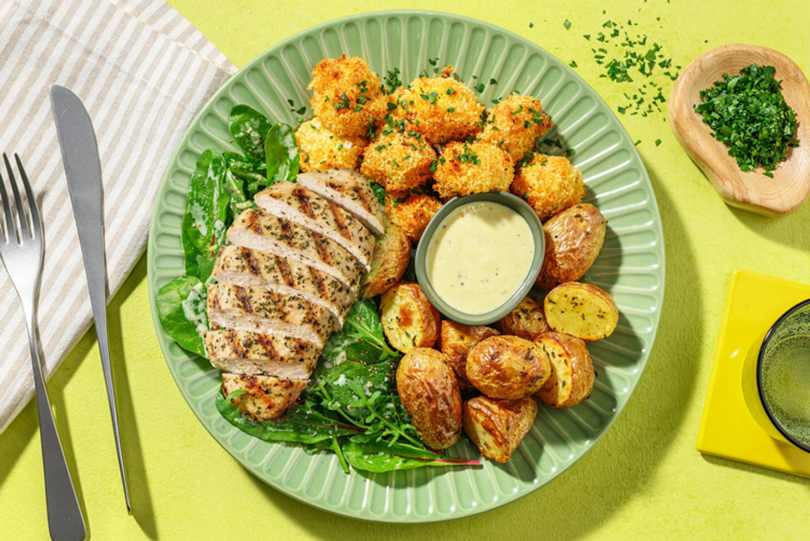 Knusprige Blumenkohl Nuggets & extra Bio-Hähnchenbrust