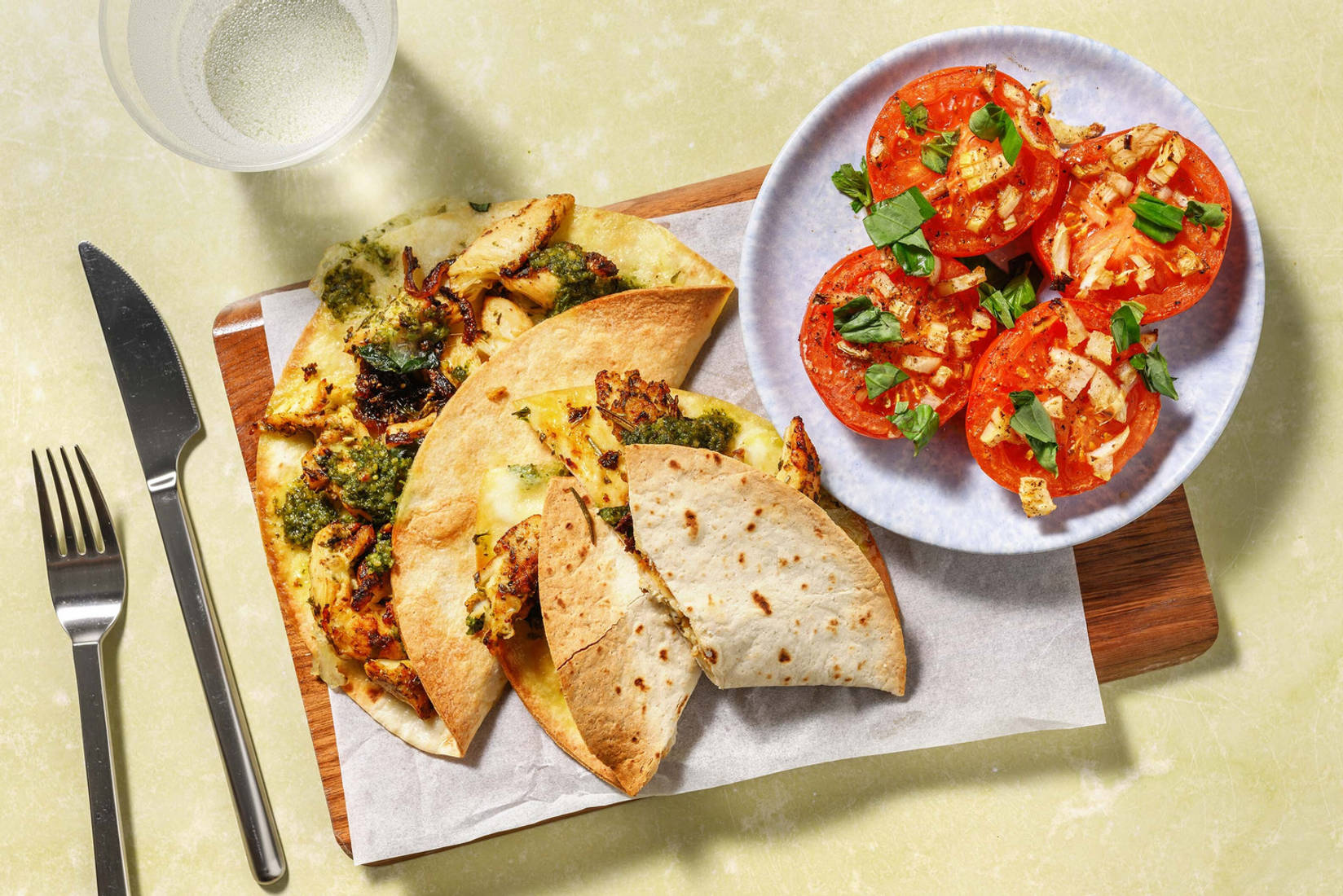 Piadine au poulet et mozzarella