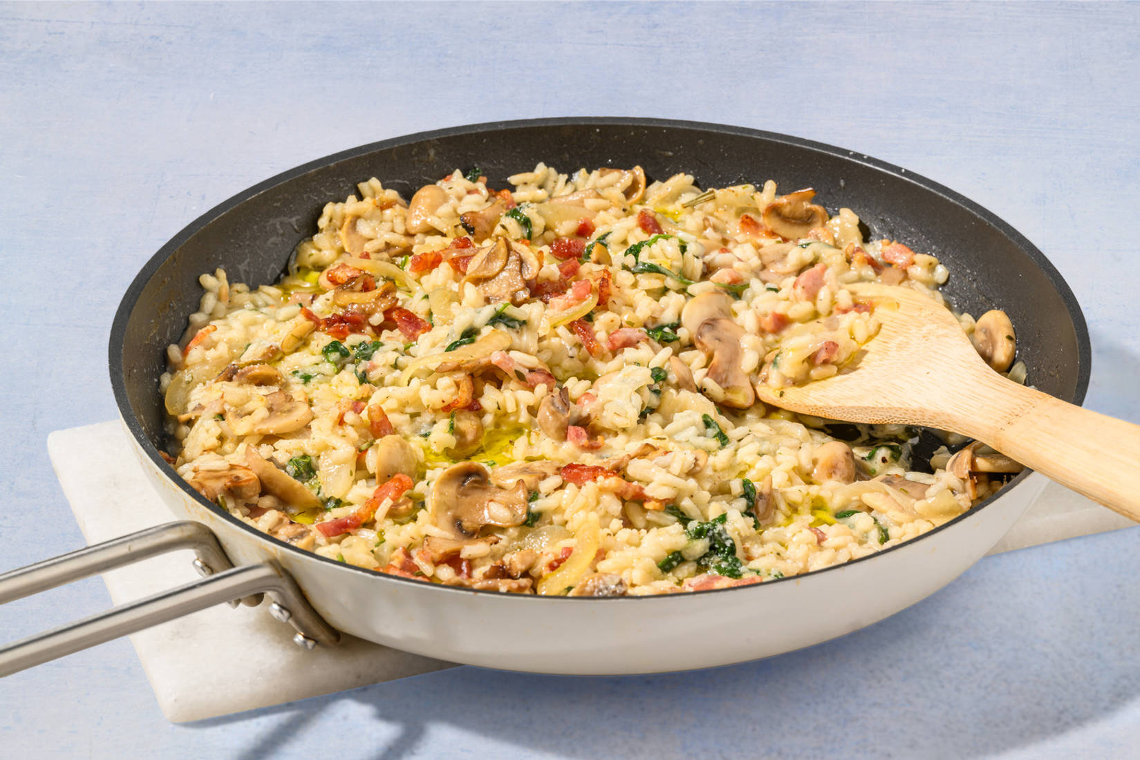 Stovetop Bacon, White Wine and Mushroom Risotto