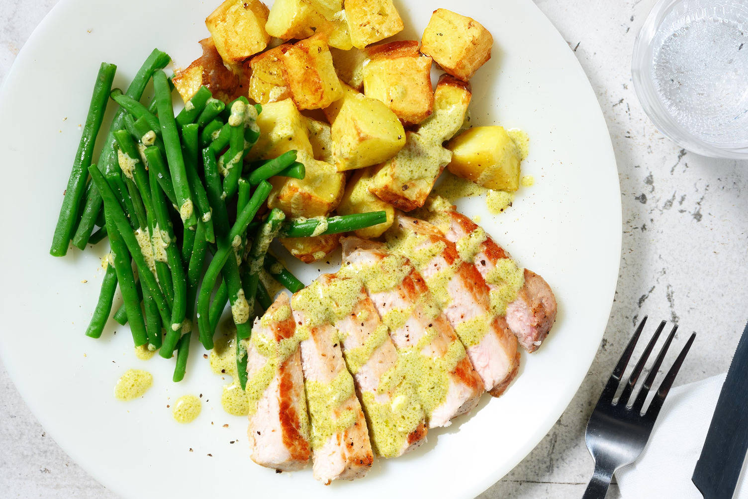 Pan-Fried Pork Steak in Creamy Pesto Sauce