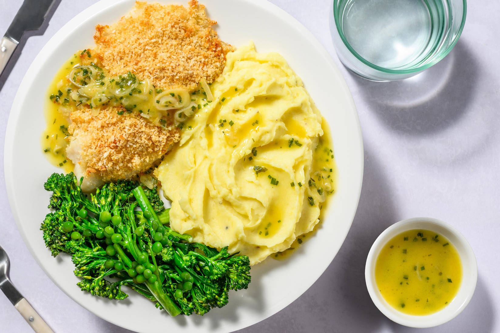 Lemon & Herb Crusted Basa and Chive Butter Sauce