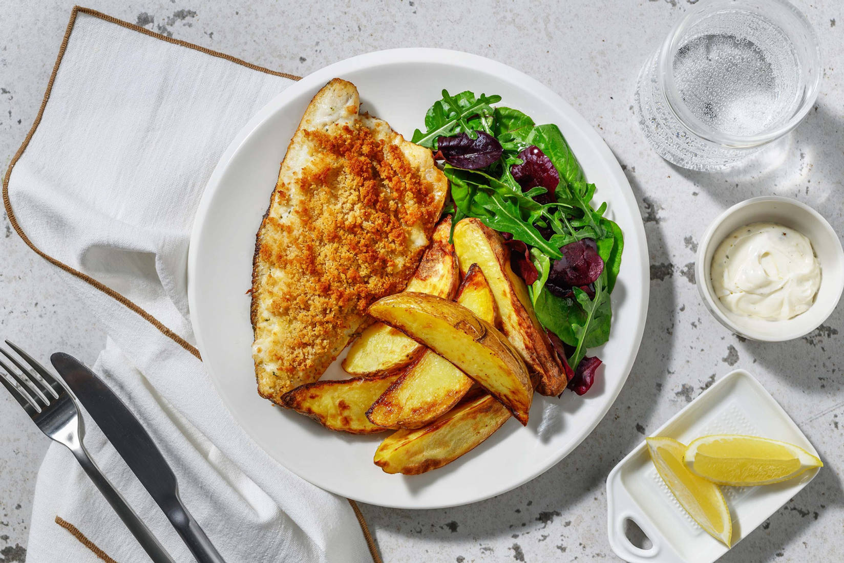 Zesty Breaded Sea Bass and Chips