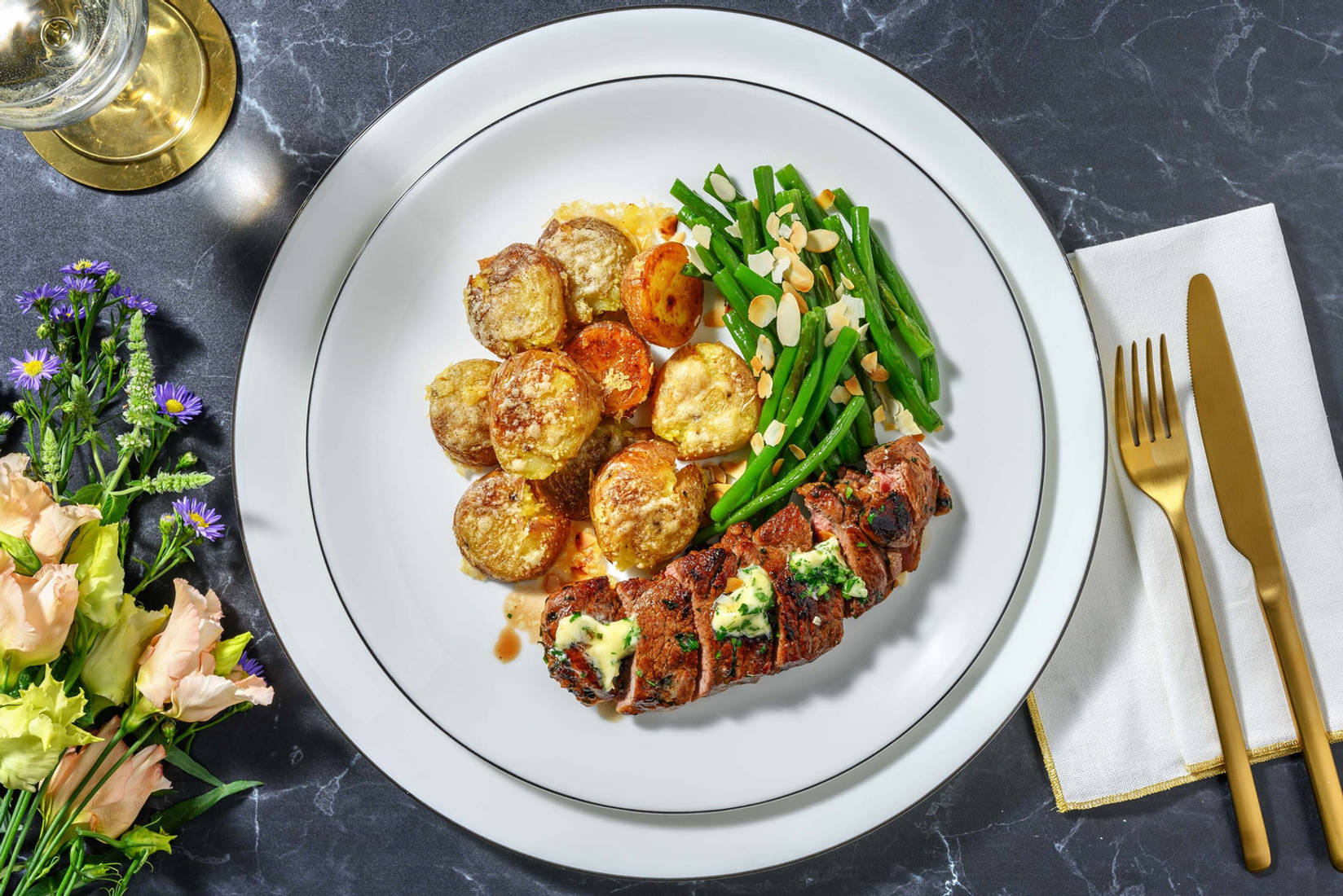 Herby Lamb Steak and Garlic Butter