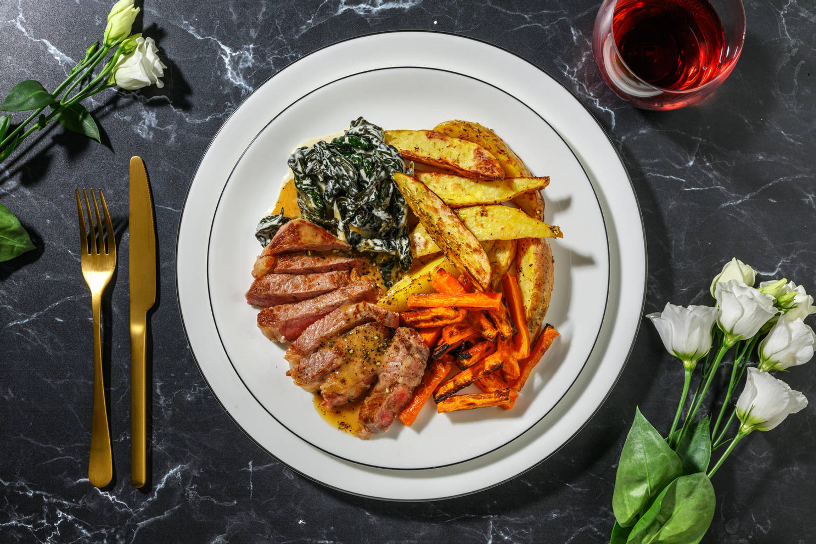 Venison Steak and Homemade Peppercorn Sauce