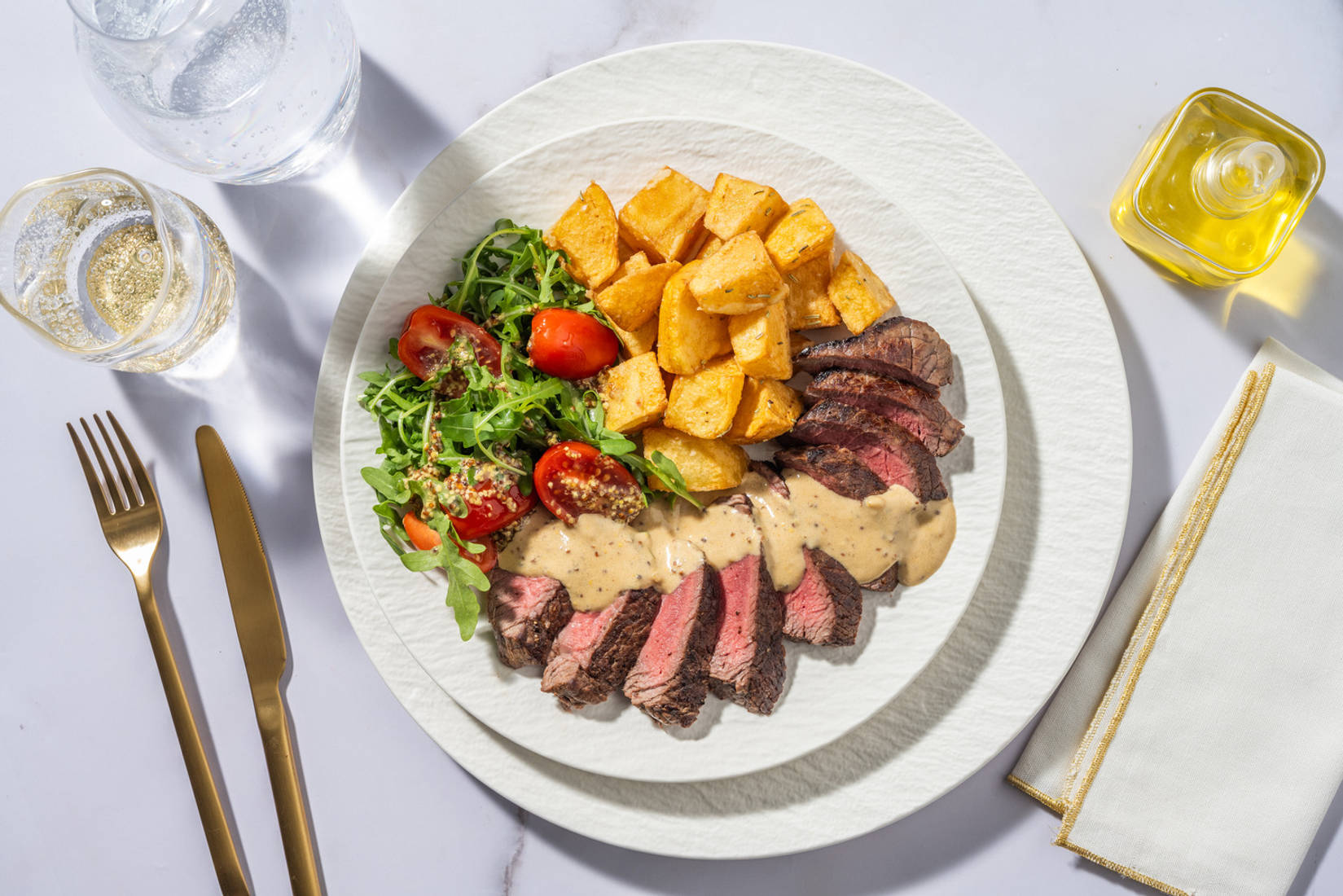 Rump Steak and Parmesan Rosemary Roasties