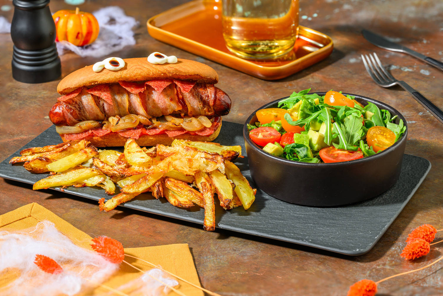 Halloween Bacon, Chorizo & Sausage Monster Dogs 