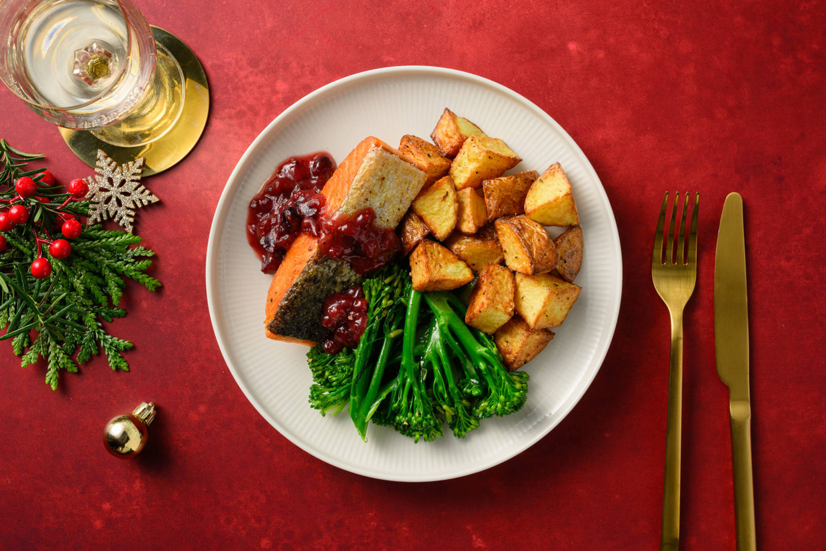 Seared Salmon in Sticky Spiced Cranberry Sauce