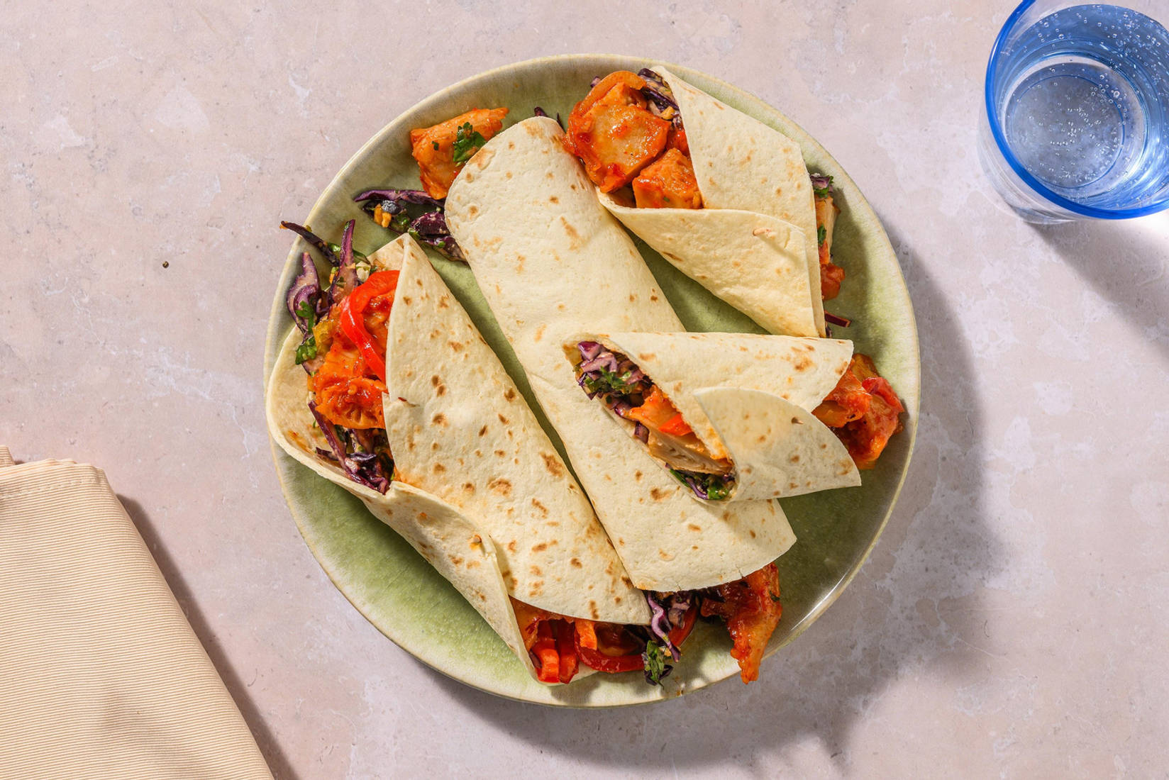 Sticky No-Chicken Wraps