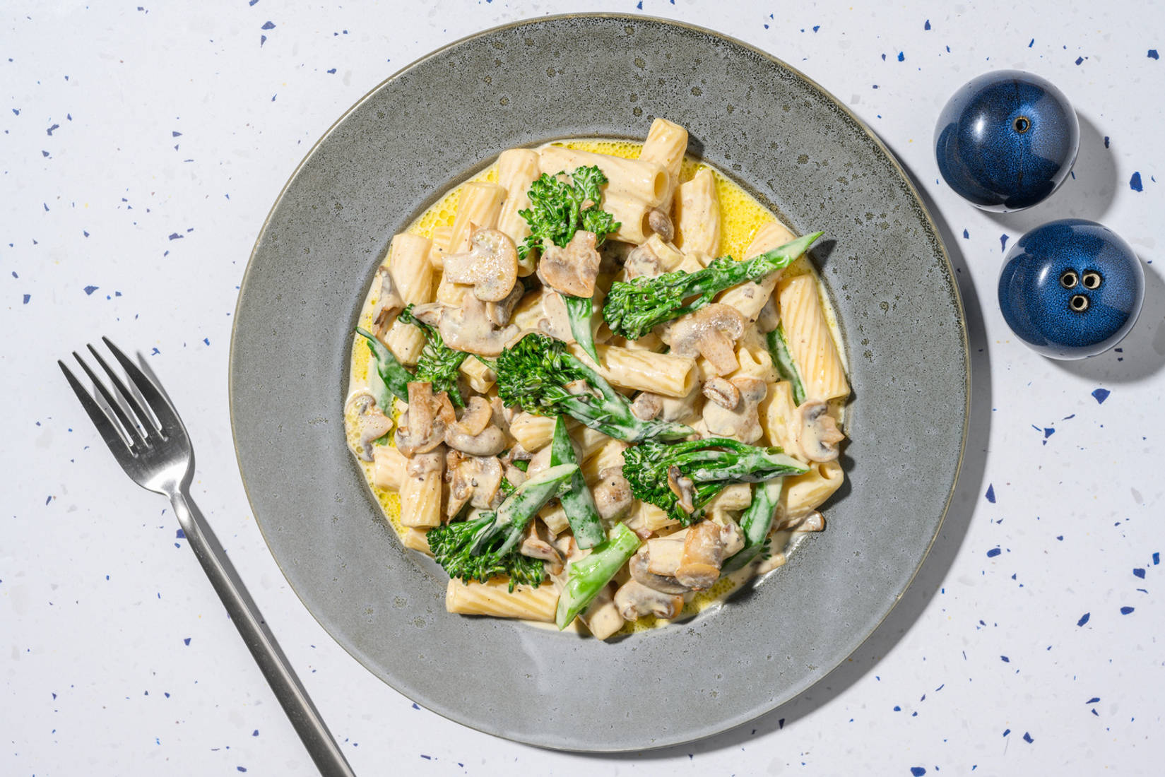 Quick Creamy Truffle Mushroom Rigatoni 