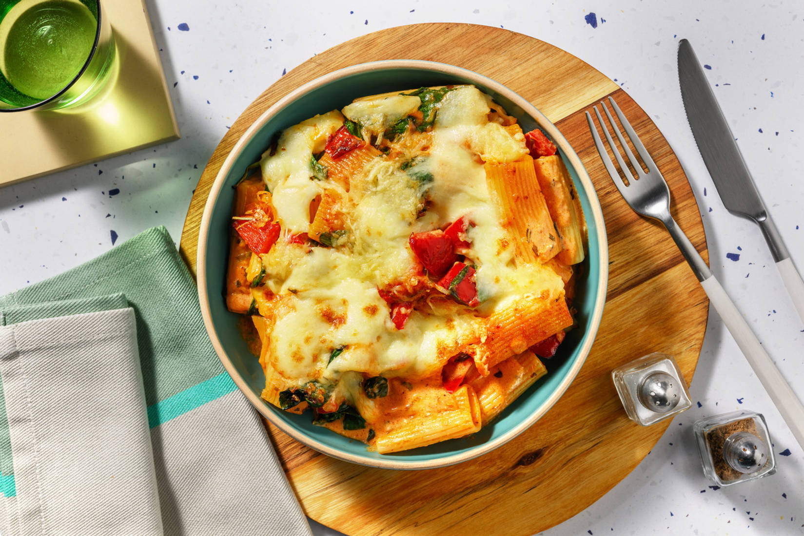 Double Cheese Harissa Pasta Bake