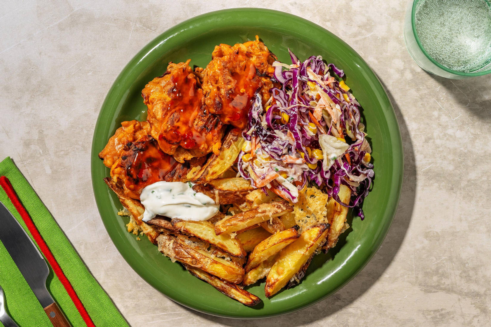 Smoky Chipotle Veggie Fritters and Cheesy Chips