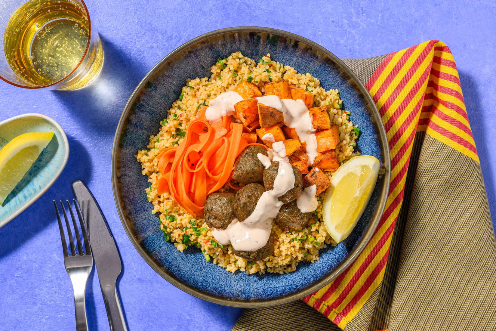 Halloumi, Falafel and Bulgur Tabbouleh Bowl