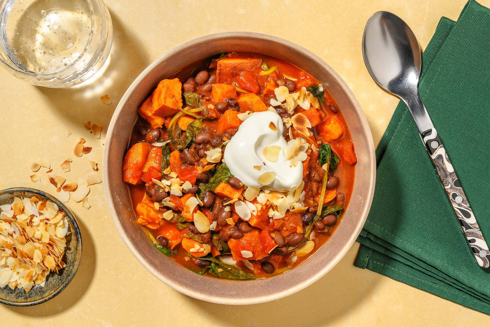 Warming Harissa, Black Bean and Sweet Potato Bowl