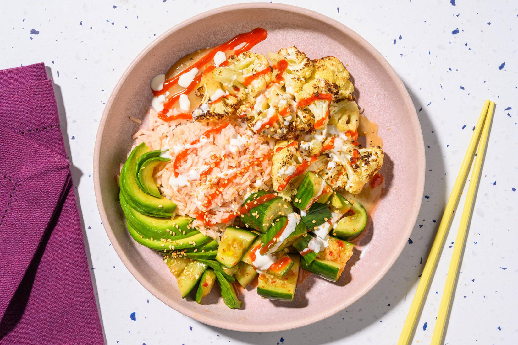 Honey-Miso Prawn and Cauliflower Poke Bowl