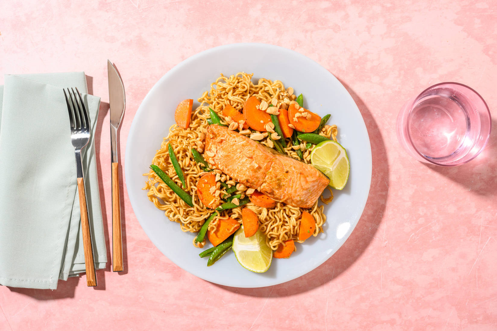 Soy and Lime Baked Salmon and Veggie Gyozas