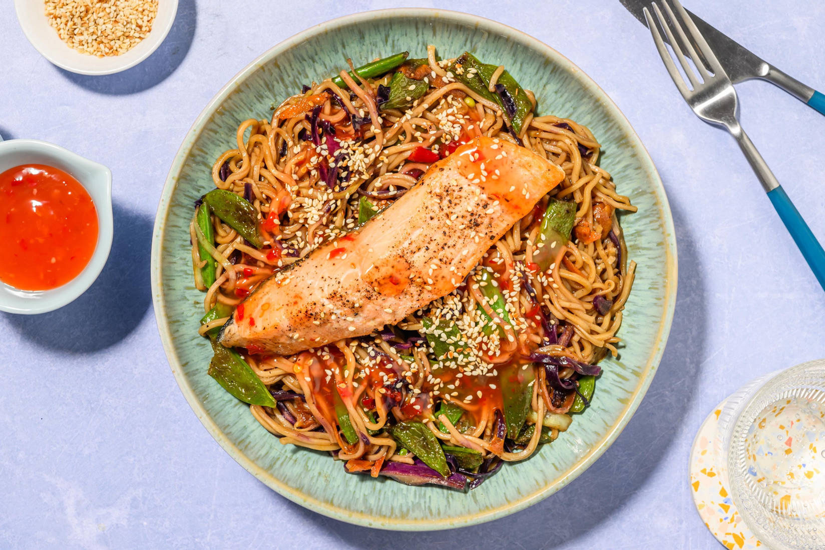 Sweet Chilli Prawn and Salmon Noodle Bowl