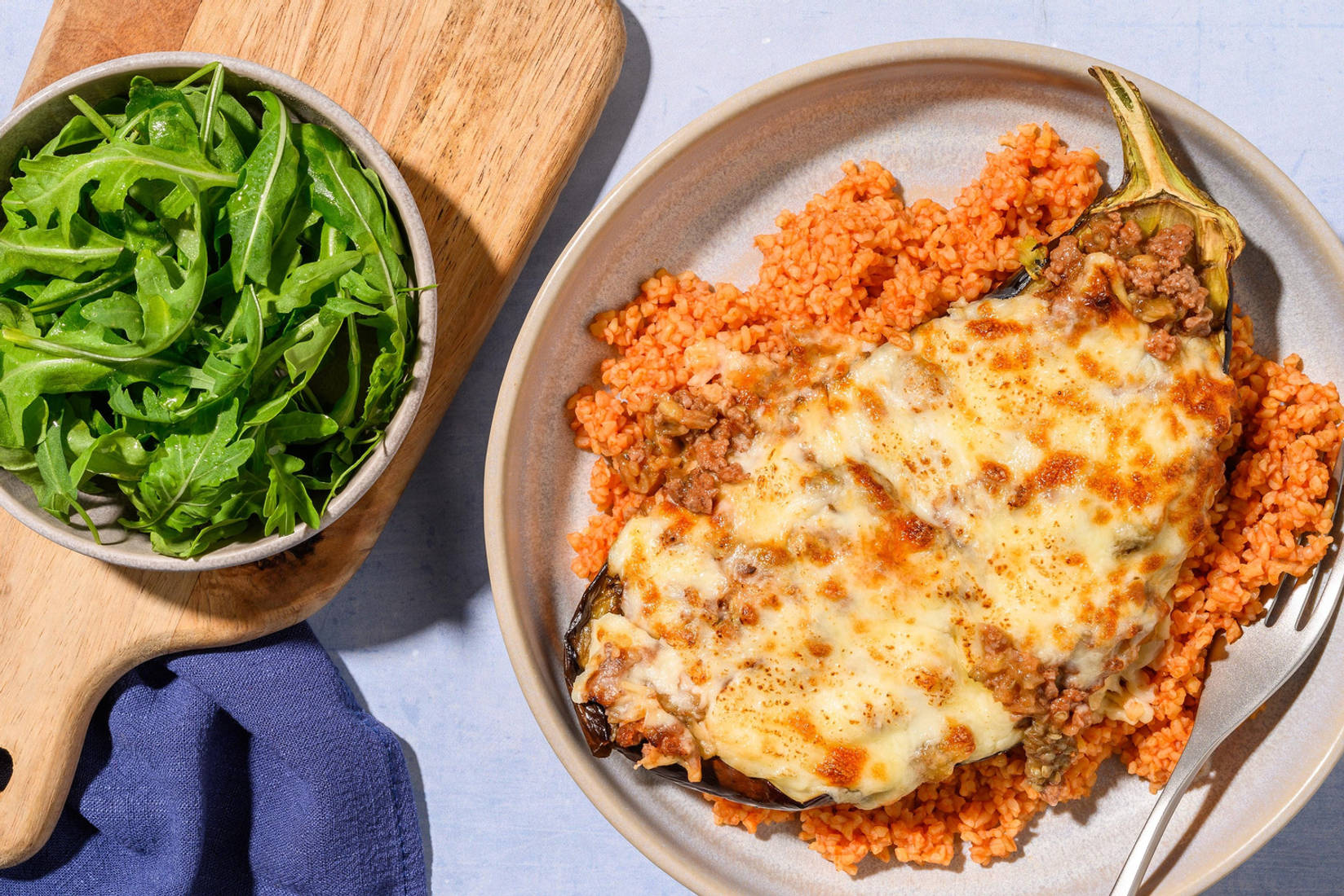 Antigone's Grilled Aubergine and Lamb Papoutsakia