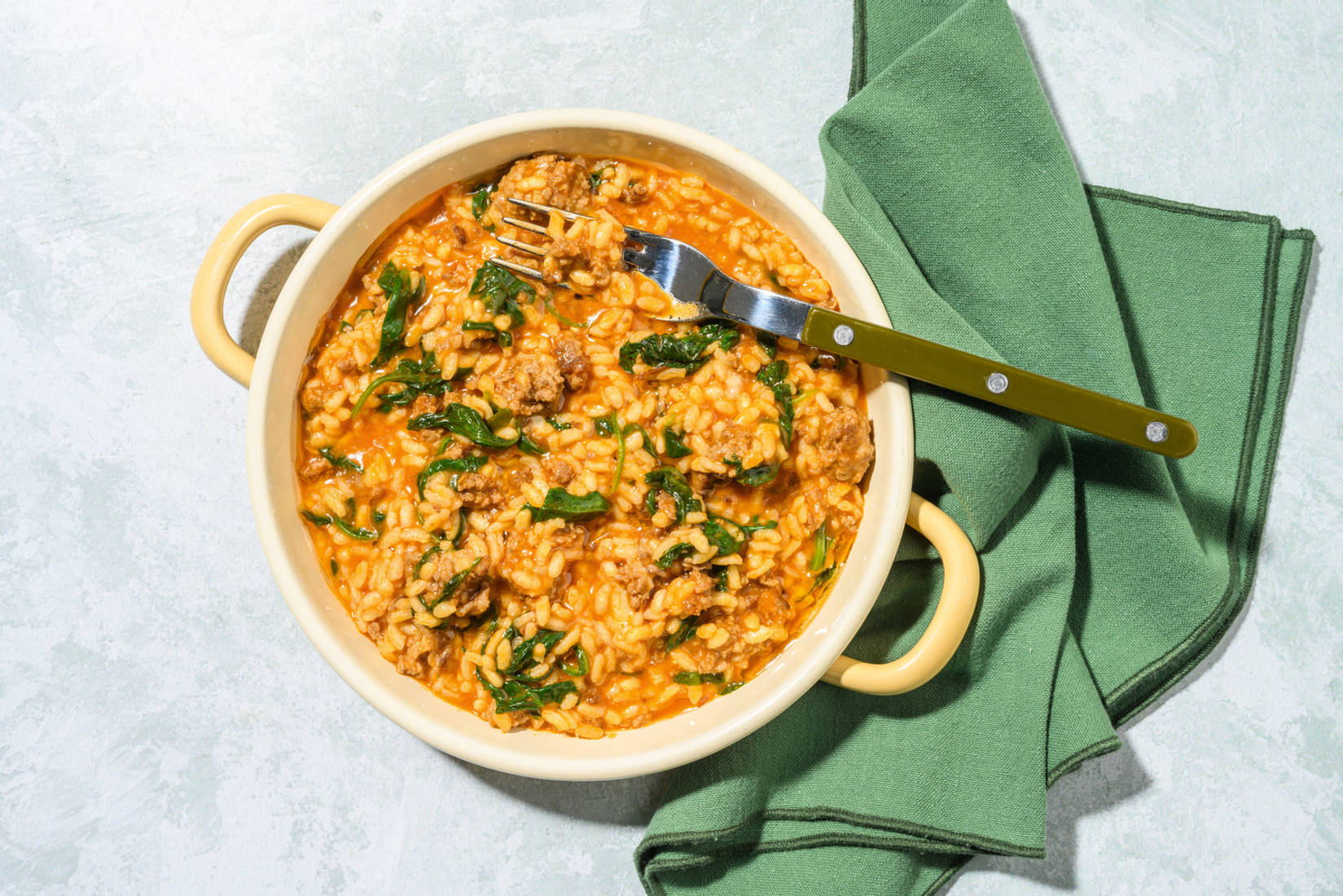 Oven-Baked Cheesy Gochujang Beef Risotto