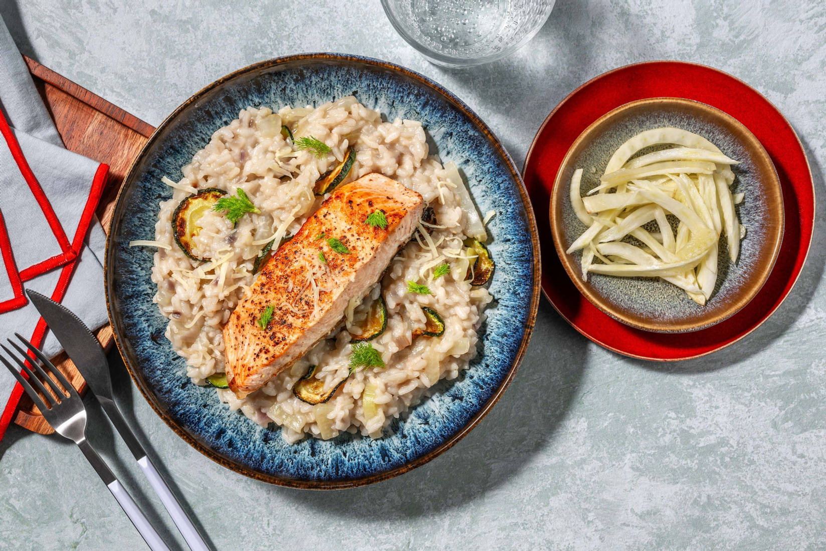 Filet de saumon sur risotto au fenouil