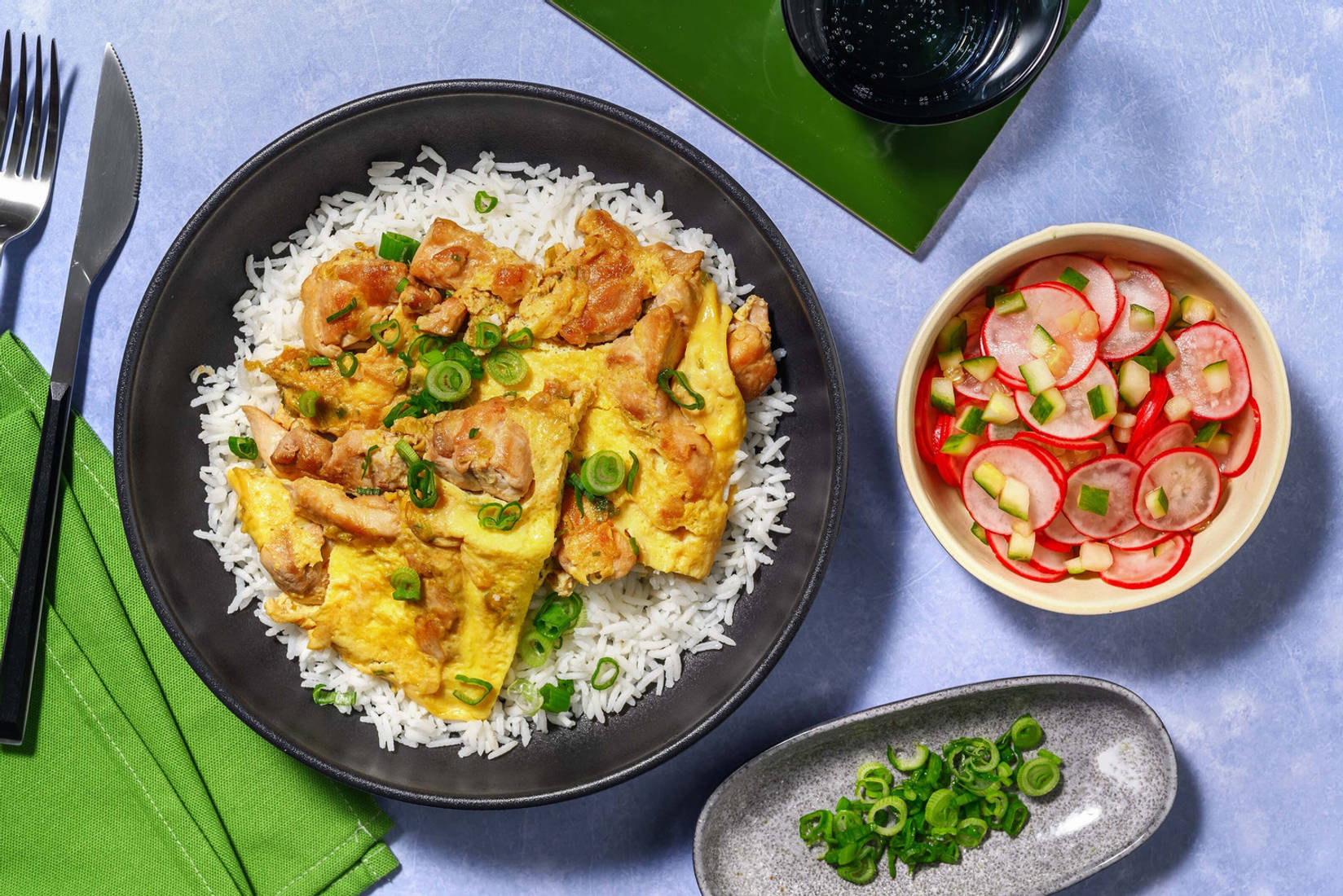 Oyakodon Donburi et omelette au poulet teriyaki