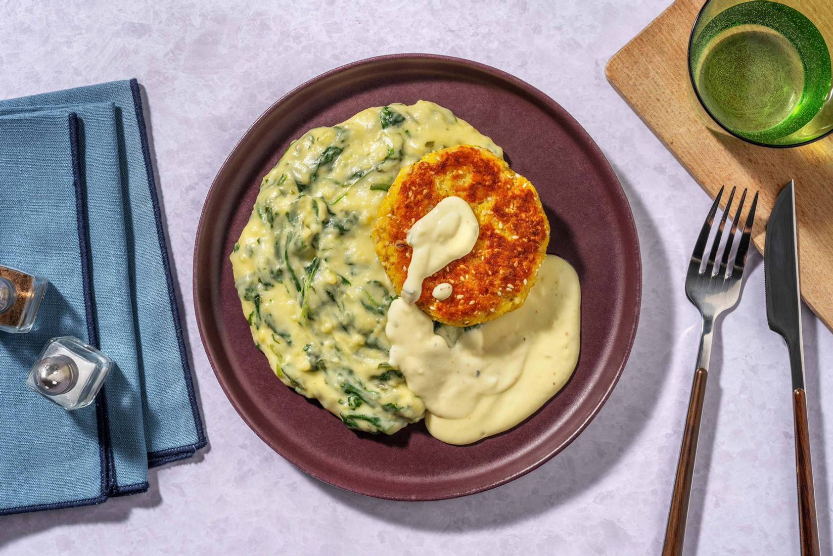 Meergranenvisburger met ravigotesaus