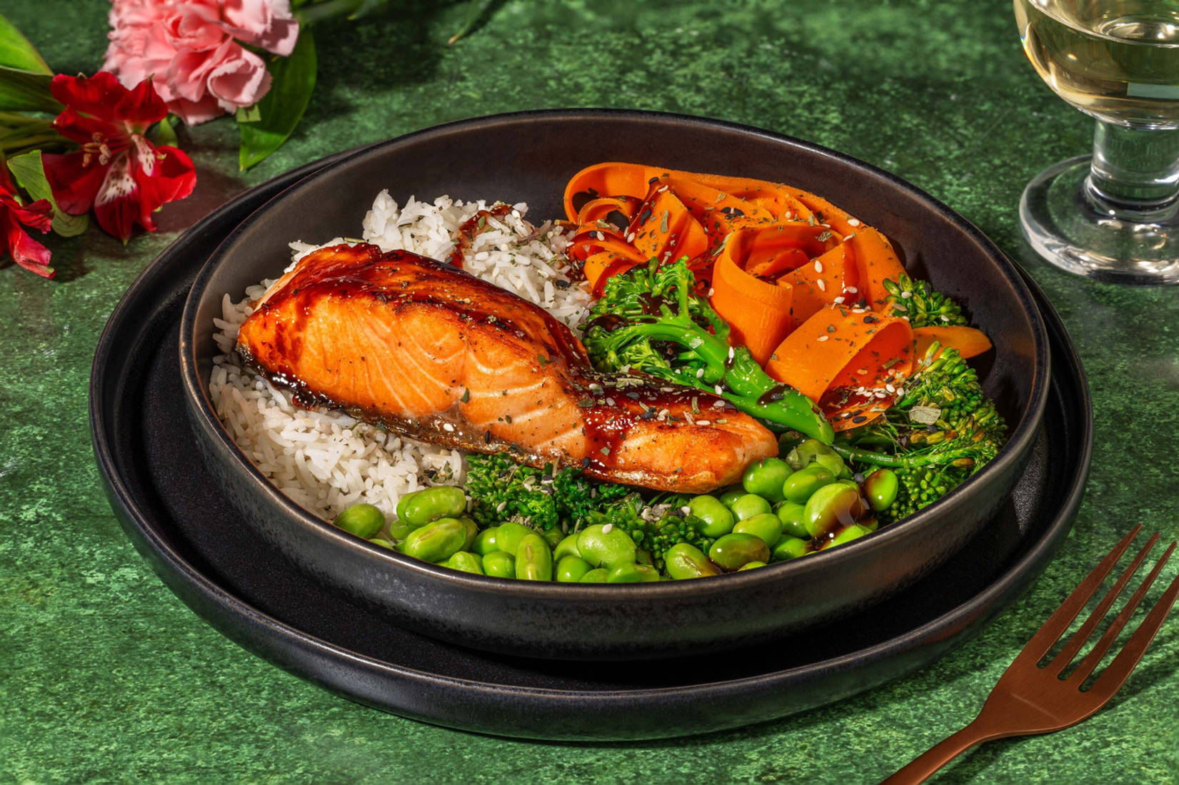 Teriyakizalm met sojabonen