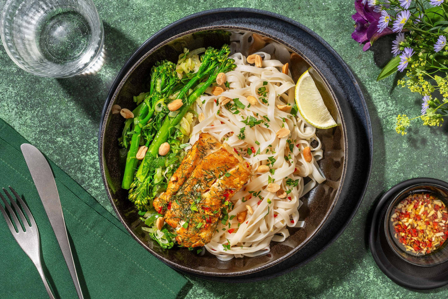 Filet de cabillaud façon Cha ca La Vong et nouilles de riz