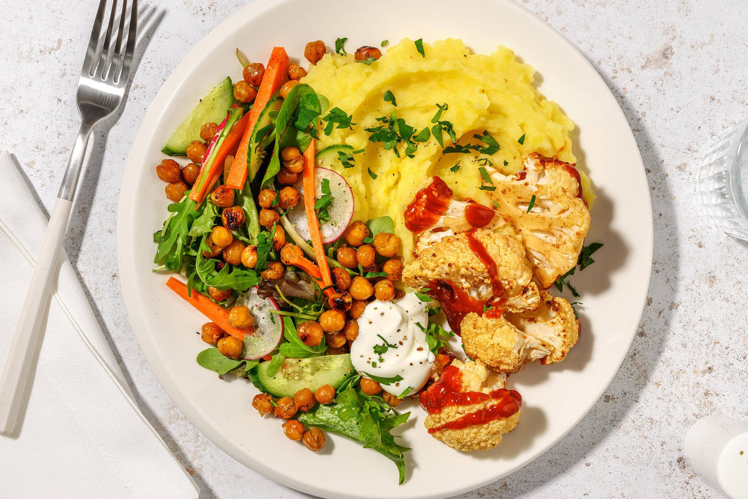 BBQ-glaserad blomkål och potatismos