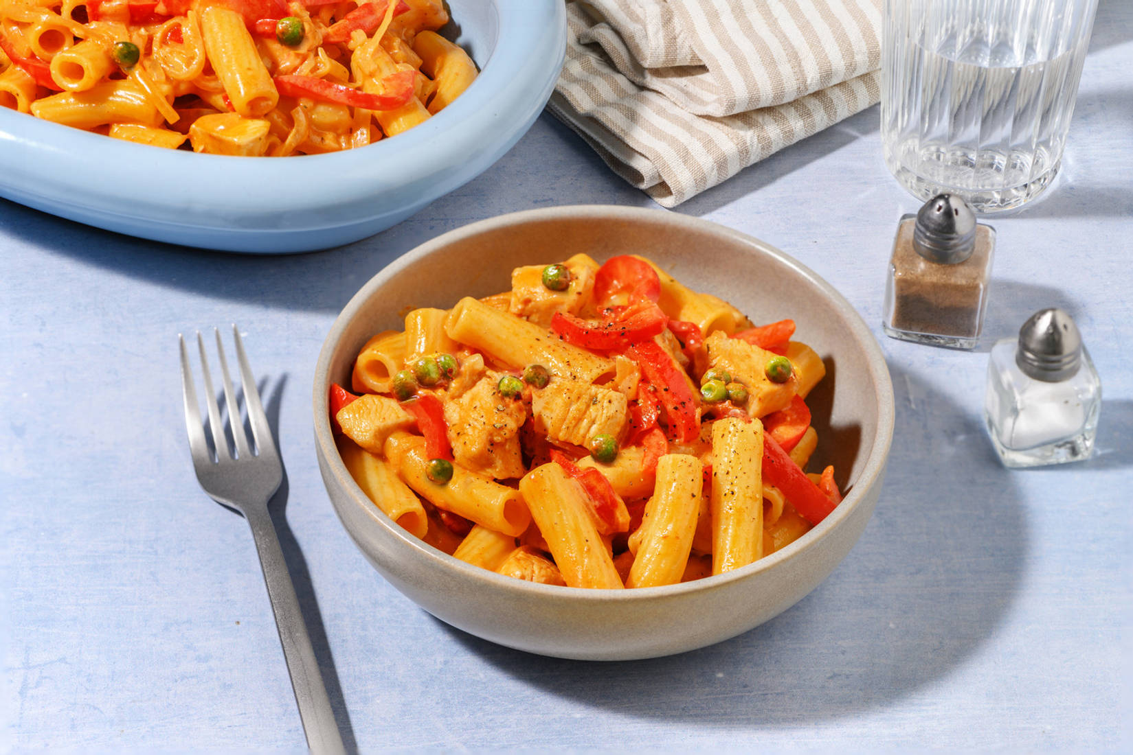 Creamy Fajita Inspired Double Chicken Pasta