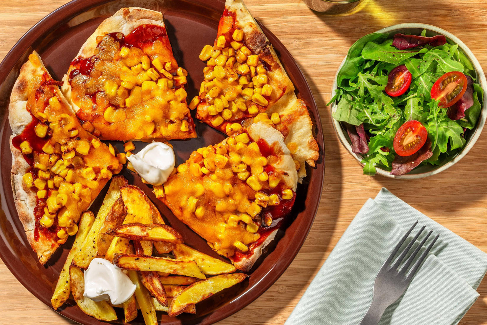 Cheesy BBQ Sweetcorn Naanizza