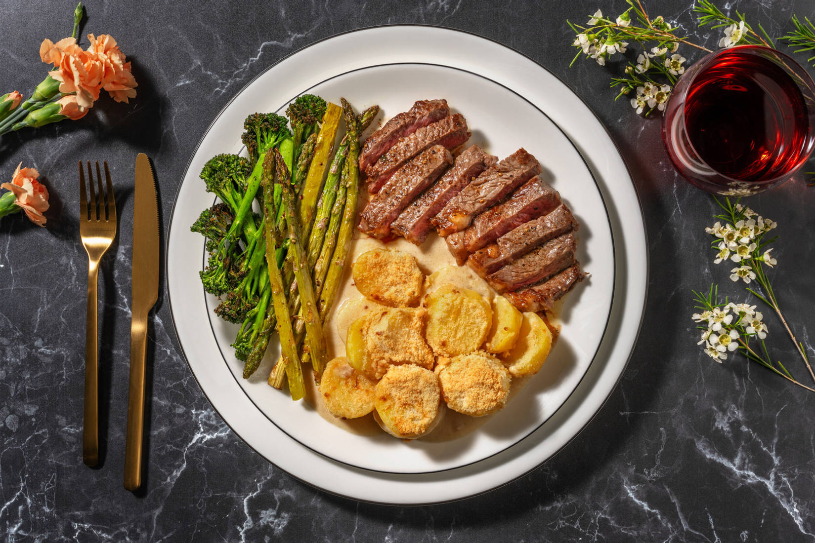 Pepper Crusted Venison and Dauphinoise Potatoes