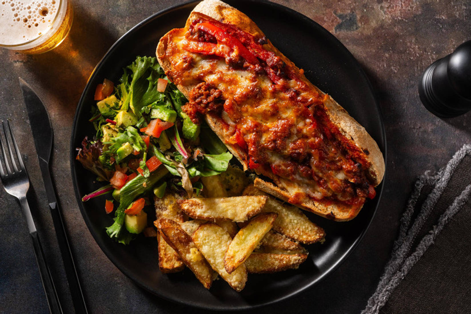 'Sub'-sandwich med TexMex-oksekødssauce