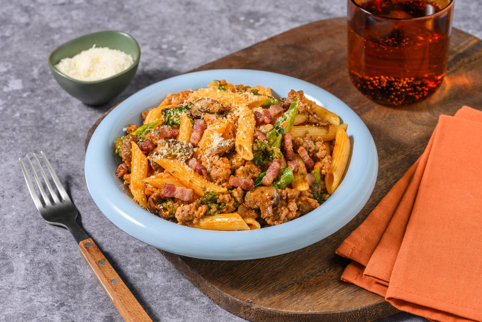 Quick Penne Beef and Bacon Ragu